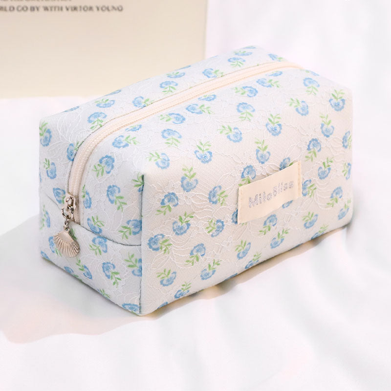 Cute Flower Print Large Capacity Cosmetic Bag