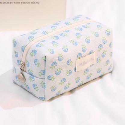 Cute Flower Print Large Capacity Cosmetic Bag