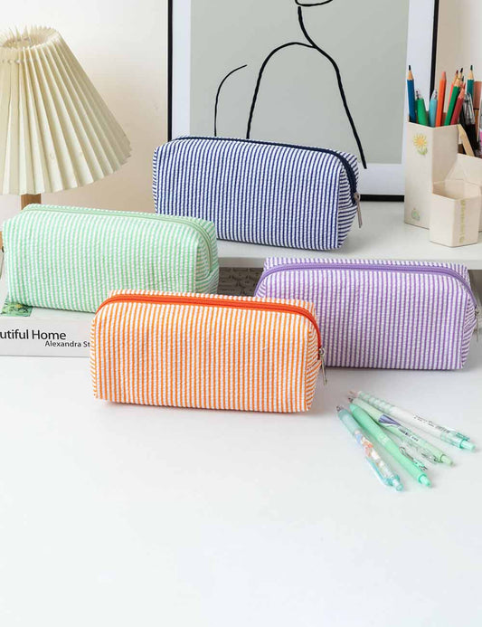 Color Block Striped Makeup Pencil Pouch