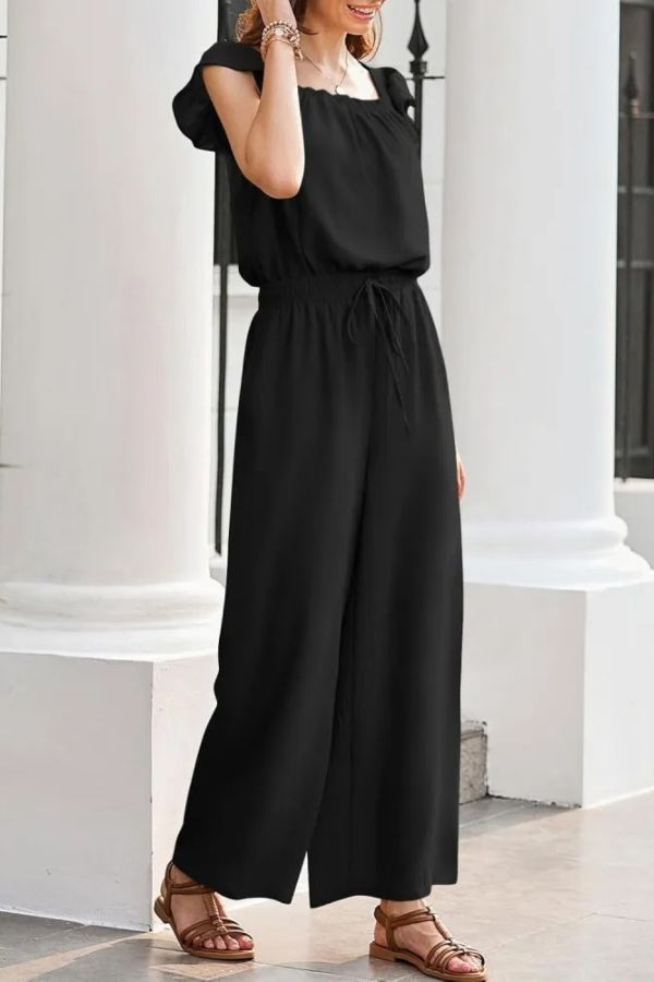 Women's Ruffle Sleeve Solid Color One Piece Jumpsuit