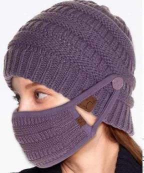 Mask And Hat Labeling Warm Thickening Without Plush Knitted Hat Without Ponytail And Wool Ball Hat