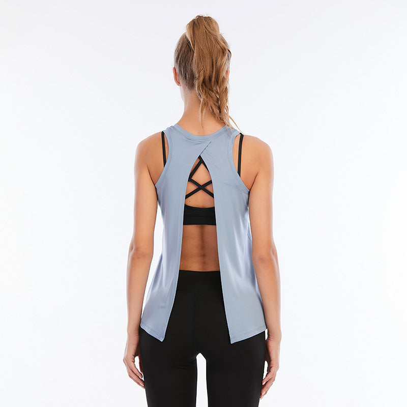 Solid Yoga Vest Women'S Slim Sports Running Large Fitness Shirt