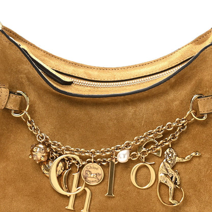 Suede Charms Hobo Bag Gold Khaki