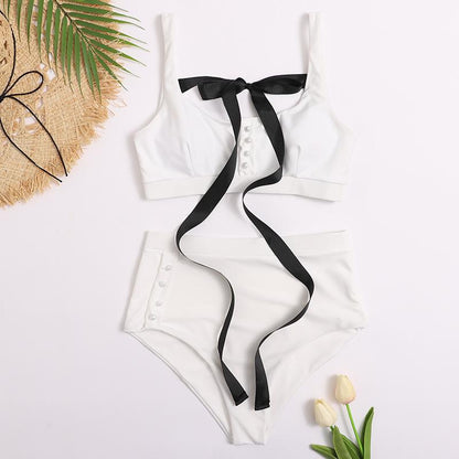 Solid High Waist Sports Bikini Swimsuit Women'S Bikini