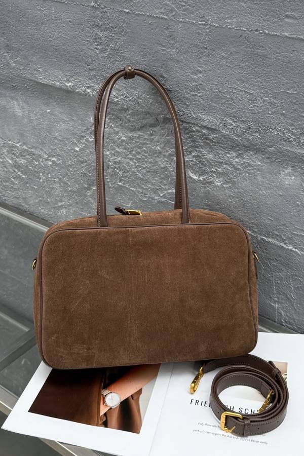 Retro multi-colored suede handbag