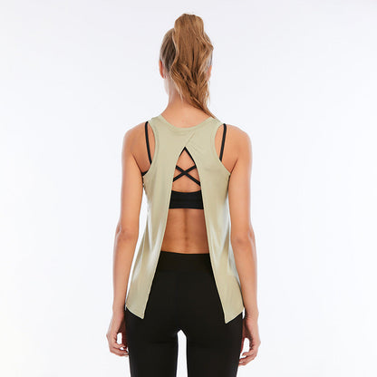 Solid Yoga Vest Women'S Slim Sports Running Large Fitness Shirt