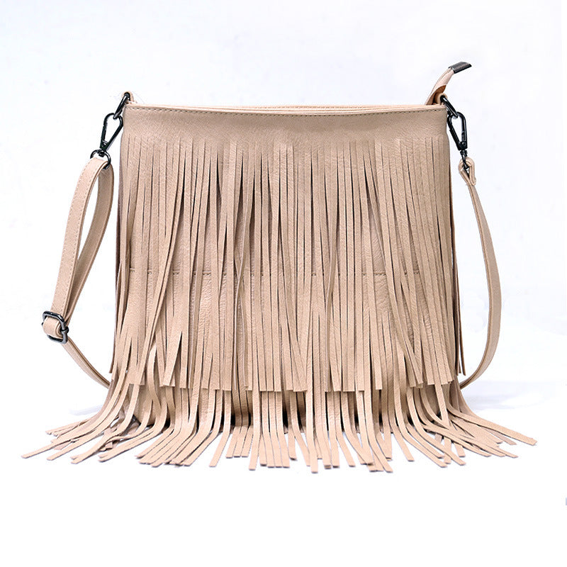 Trendy Leather Fringed Hobo Shoulder Bag