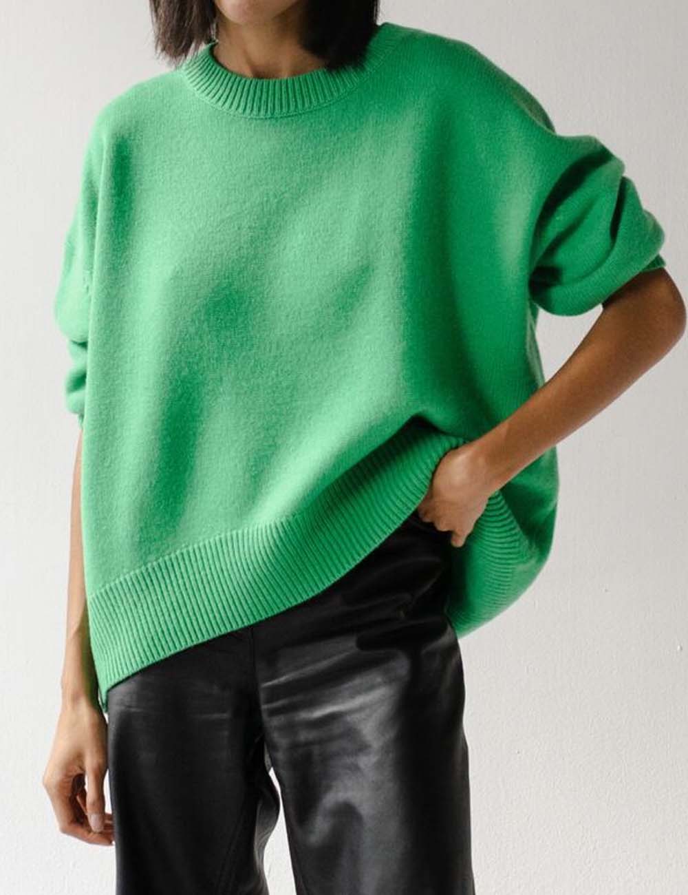 Simple Soft Solid Color Ribbed Knit Top
