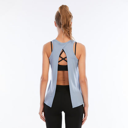 Solid Yoga Vest Women'S Slim Sports Running Large Fitness Shirt