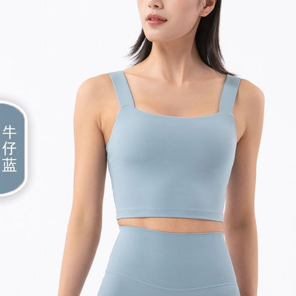 Nude Gathered Shockproof Sports Vest Women'S Sling Deep U-Back Yoga Vest Sports Bra
