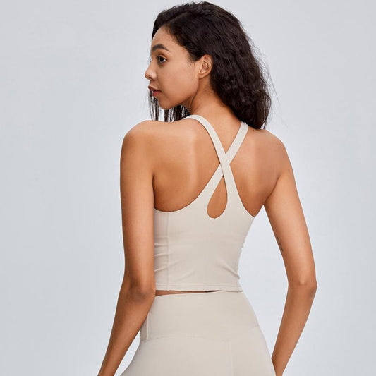 Wide Shoulder Belt Sports Underwear Women'S Shockproof Running Gathered Yoga Training Vest Beautiful Back Fitness Bra