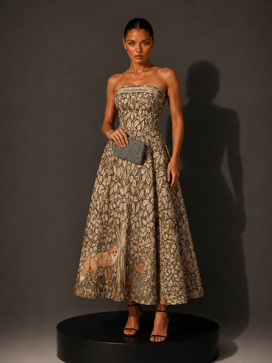Lila Forest-Style Strappy Midi Dress