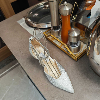 Jimmy 25 Stevie 80 Pumps White Satin 240060