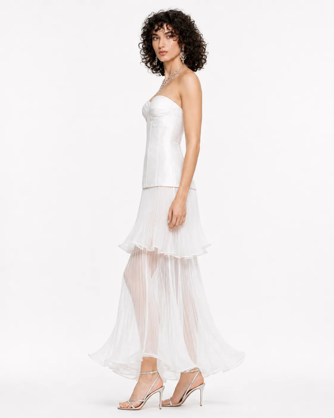Piper Satin Pleated-Panel Strapless Maxi Dress