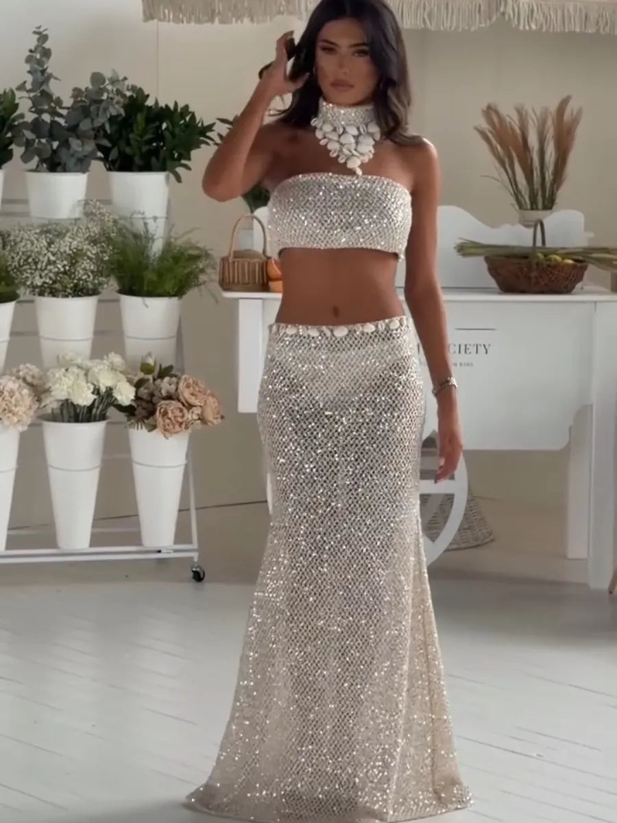 Zelda Sequin Strapless Mermaid Three-Piece Set