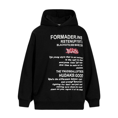 Letter Print Hooded Sweatshirt Unisex Casual Pullover