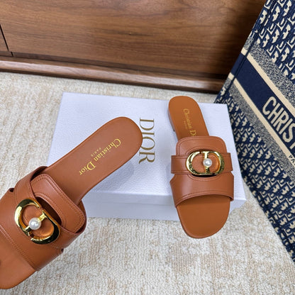 CD Montaigne Sandals Brown in Calfskin 598174