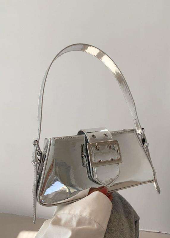 Patent Leather Bag With Glossy Buckle Detail