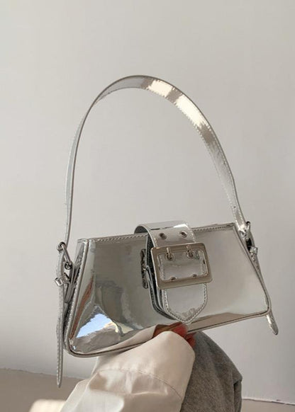 Patent Leather Bag With Glossy Buckle Detail