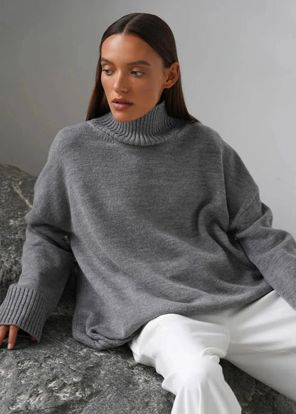 Loose Fit Cotton Knit Turtleneck Sweater