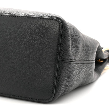 Pebbled Calfskin Large Soho Hobo Black