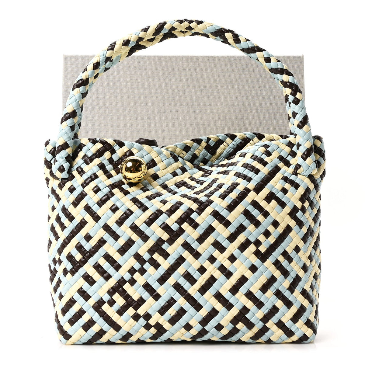 Calfskin Intreccio Tricolor Tosca Shoulder Bag Bitter Chocolate Zest Washed Topazio