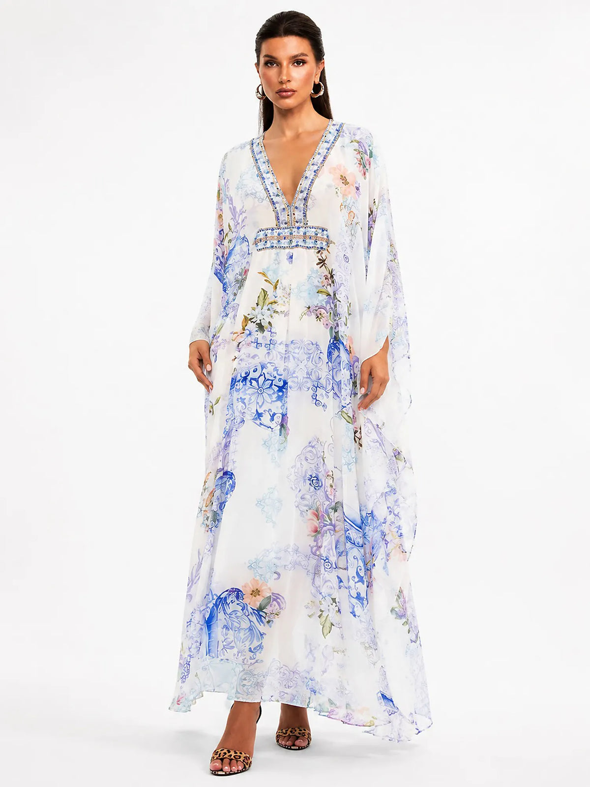 Natalia Floral Print Chiffon Maxi Dress