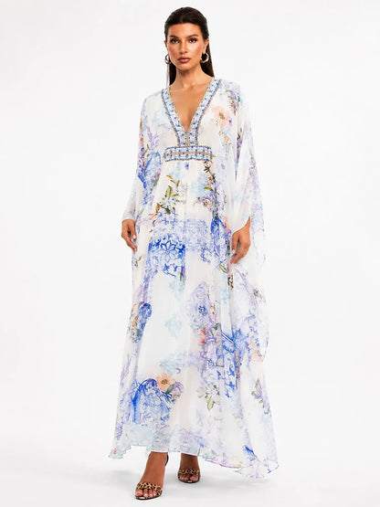 Natalia Floral Print Chiffon Maxi Dress