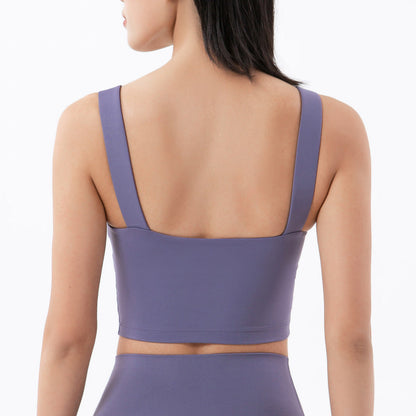 Nude Gathered Shockproof Sports Vest Women'S Sling Deep U-Back Yoga Vest Sports Bra
