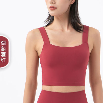 Nude Gathered Shockproof Sports Vest Women'S Sling Deep U-Back Yoga Vest Sports Bra