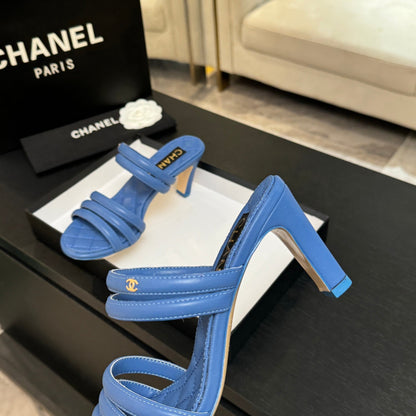 CC 26C Double C Strap Sandals Blue Sheepskin