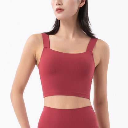 Nude Gathered Shockproof Sports Vest Women'S Sling Deep U-Back Yoga Vest Sports Bra
