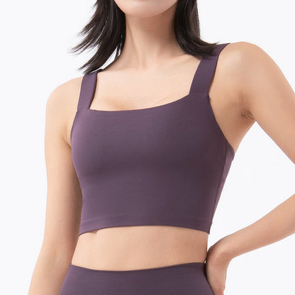 Nude Gathered Shockproof Sports Vest Women'S Sling Deep U-Back Yoga Vest Sports Bra