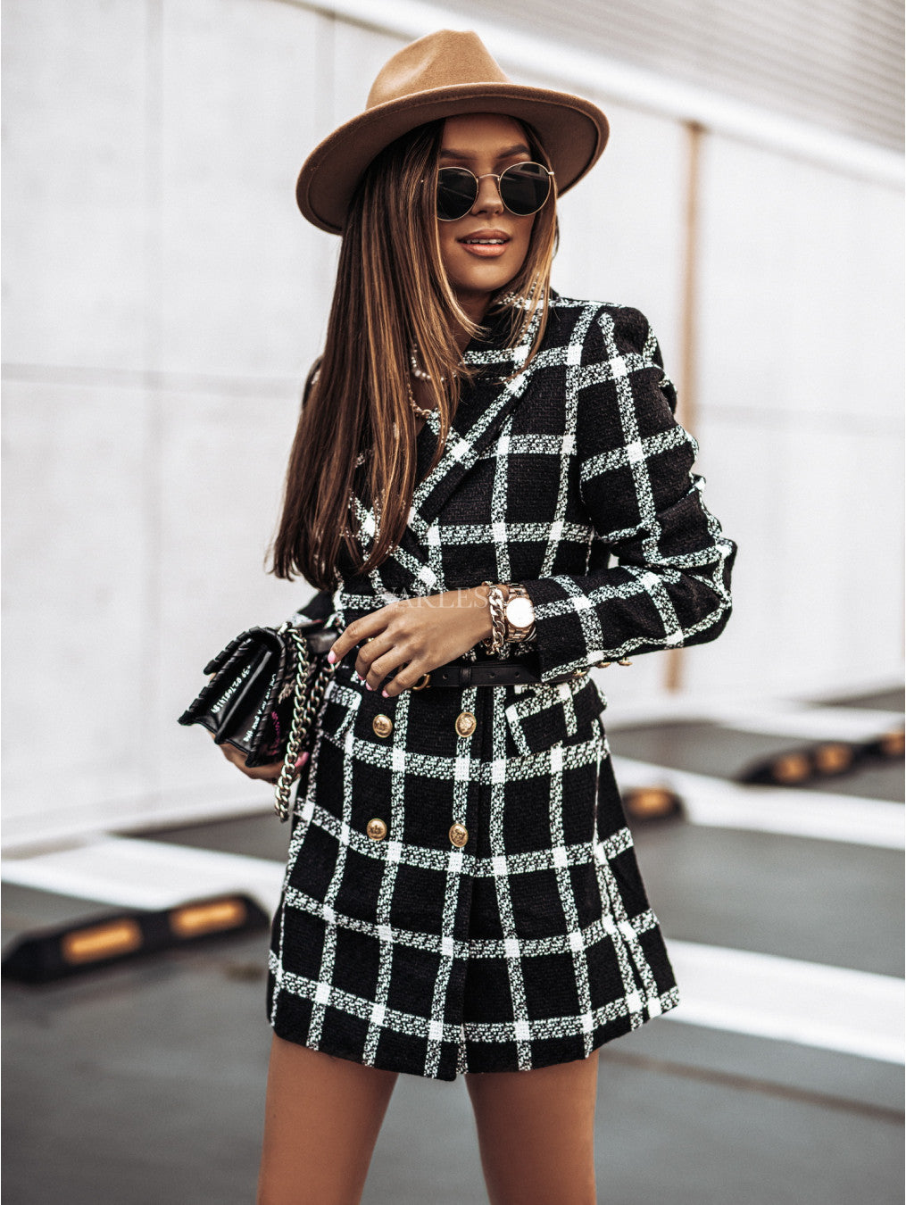 Long-Sleeved Blazer Collar Double-Breasted Woolen Coat