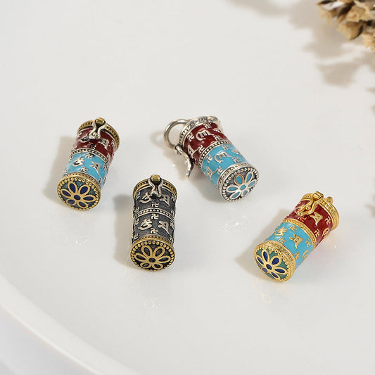 S925 Silver Six Word Truth Enamel Color Necklace Bottle Gawu Box Pendant