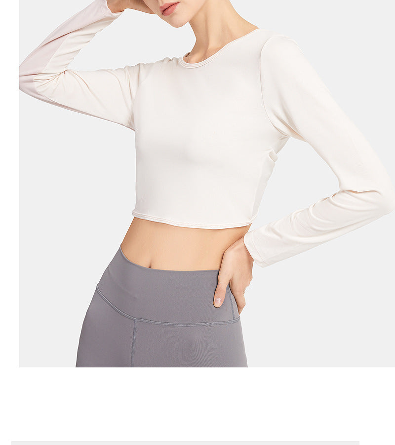 Double-Sided Wear Fitness Suit Long-Sleeved Women'S Yoga Suit Twist Breathable Body-Worn Body Movement Outdoor Exercise Running Top