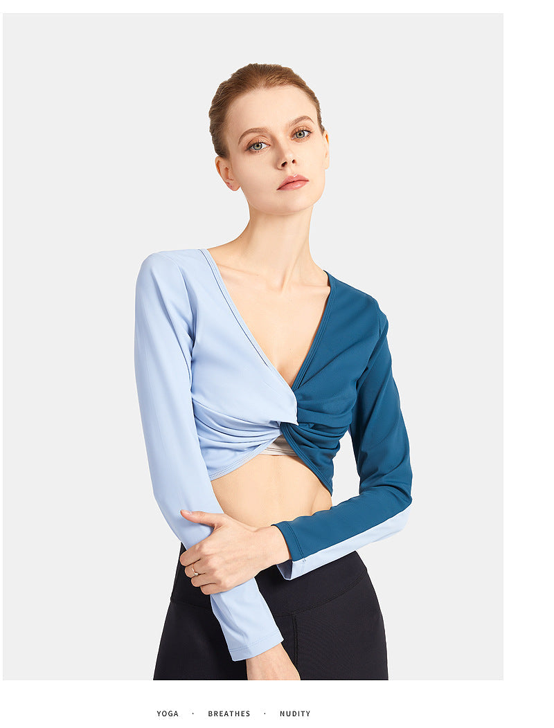 Double-Sided Wear Fitness Suit Long-Sleeved Women'S Yoga Suit Twist Breathable Body-Worn Body Movement Outdoor Exercise Running Top