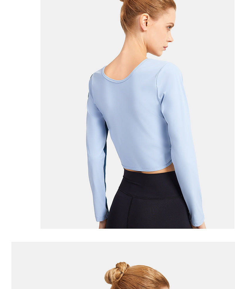 Double-Sided Wear Fitness Suit Long-Sleeved Women'S Yoga Suit Twist Breathable Body-Worn Body Movement Outdoor Exercise Running Top