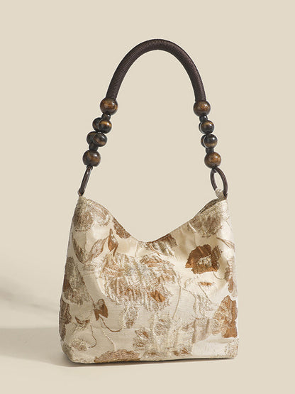 Beads Contrast Color Jacquard Pockets Split-Joint Zipper Handbags