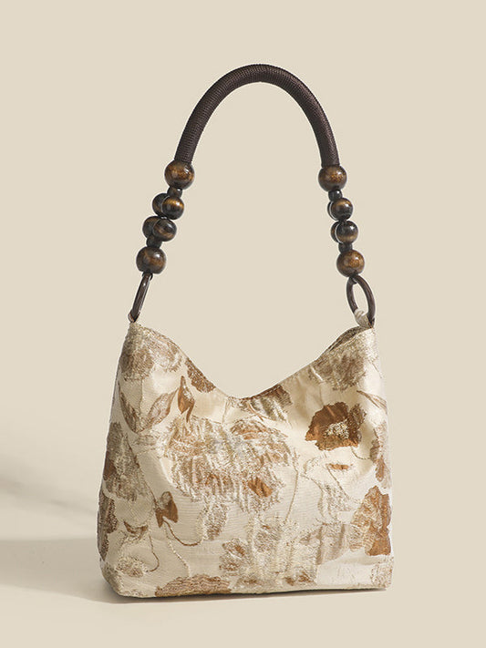 Beads Contrast Color Jacquard Pockets Split-Joint Zipper Handbags