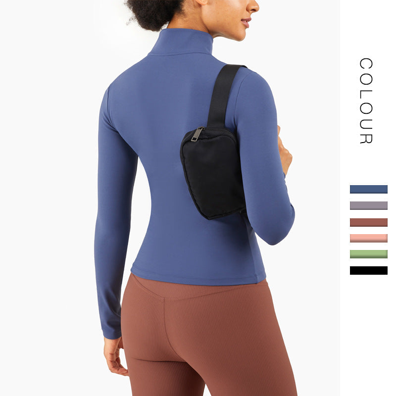 Stand-Up Fitness Long Sleeves Tight Running Sports Coat Thin Yoga Clothes