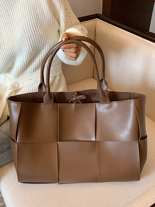 Urban Simple Solid Color PU Tote Bag