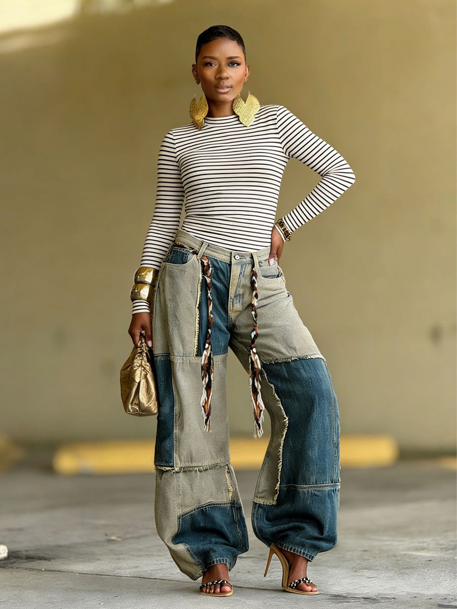 Cassidy Two-Tone Patchwork Jeans
