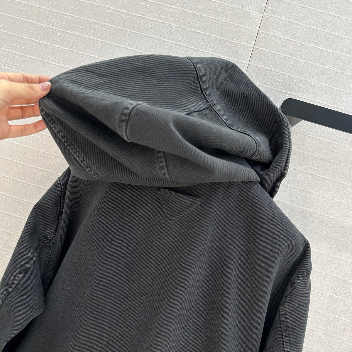 Prada 25 Hooded Short Jacket Smoky Gray Cotton
