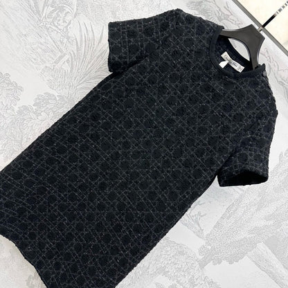 Dior 2025 Short Macrocannage Dress Black Cotton