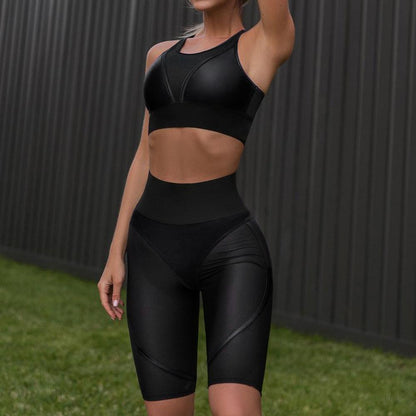 Yoga Suit With High Waist And Hip Stitching Short Sleeve Suit For Cycling Training And Fitness Suit