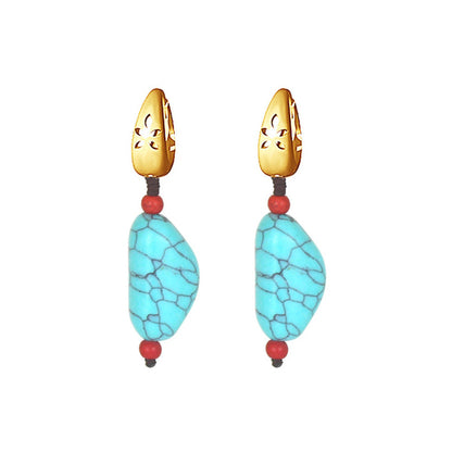 Tibetan Folk Style Stone Earrings
