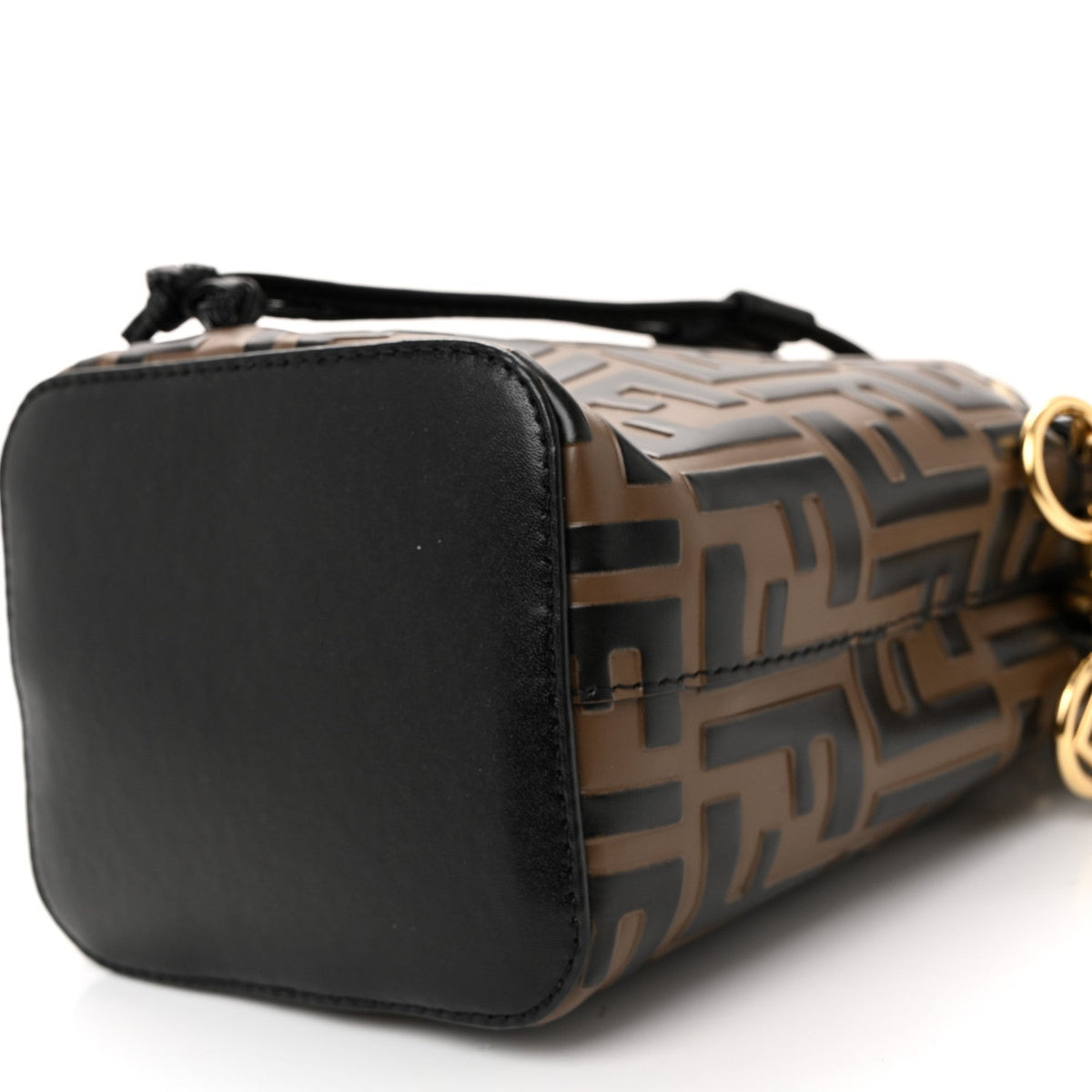 Vitello Liberty F is Fendi Bi-Color FF 1974 Embossed Mini Mon Tresor Bucket Bag Maya Black