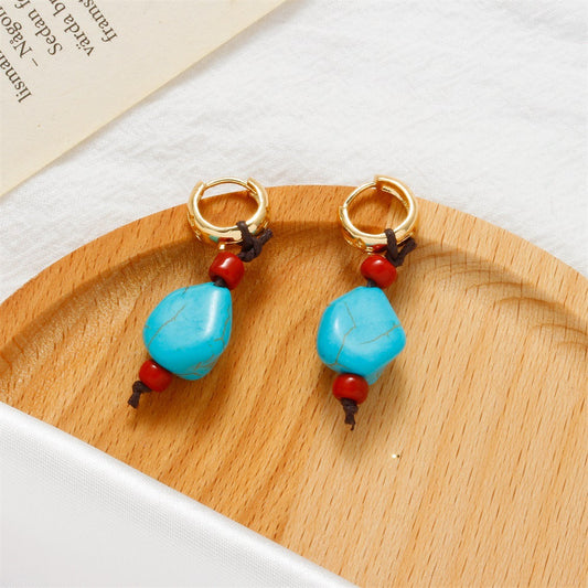 Tibetan Folk Style Stone Earrings