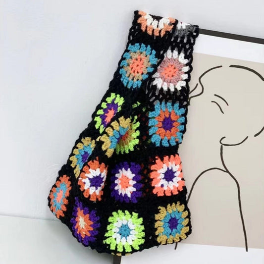 Crochet Granny Square Bag Hand-Woven Bag With Ethnic Pattern